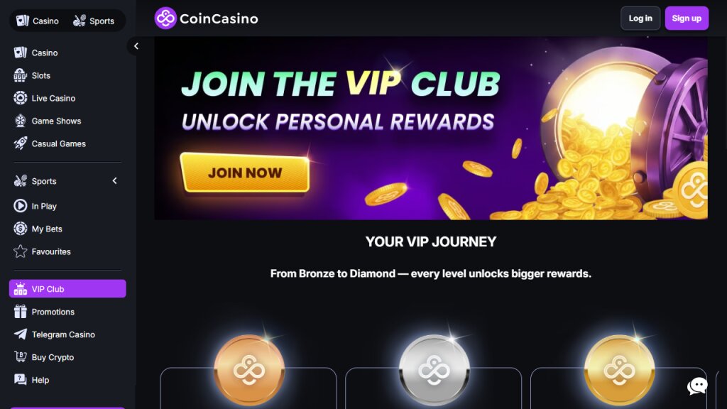 screenshot van coin casino zonder cruks bookmaker